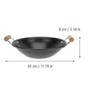 PRETYZOOM Flat Bottom Wok 30cm Carbon Wok Canton Style Frying