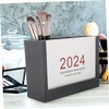 Tofficu Abs Paper Material Desk Calendar Pen Holder Makeup Brush
