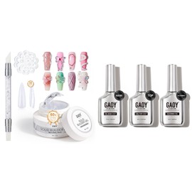GAOY Gel Top Coat, Blooming Gel and Base Coat Set and 60g Solid Builder Gel for Nails