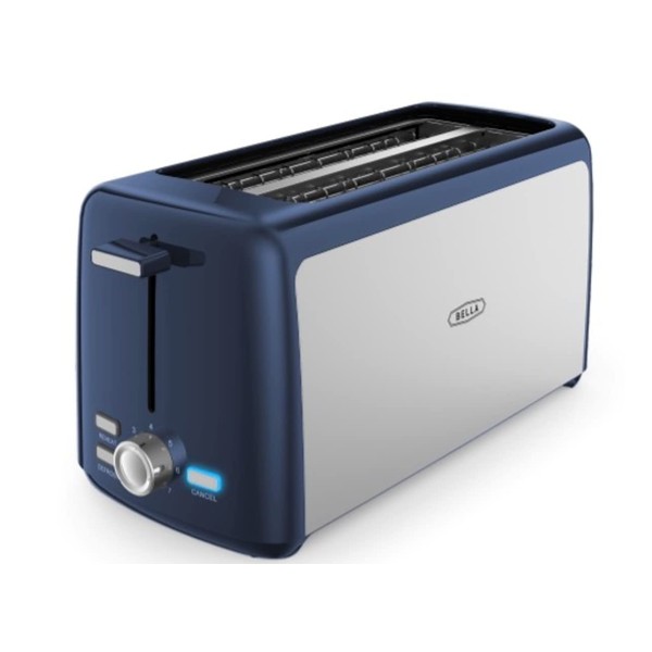 BELLA 4 Slice Toaster, Long Slot & Removable Crumb Tray,