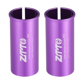 A ABSOPRO Seatpost Shim Adapter Durable 25.4mm 1" ID 27.2mm 1.07" OD Bike Seatpost Tube Reducing Sleeve Bushing Aluminum Alloy Purple (Set of 2)