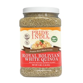 Pride Of India Natural White Royal Quinoa | Superior Grade Whole Grain, 3 lbs Jar | Rich in Bold Flavor & High in Plant Protein | Premium Whole Quinoa Superfood