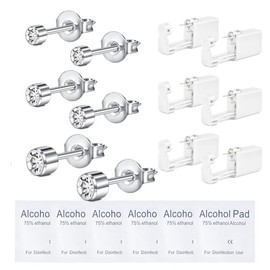 WillTen 6Pcs Ear Piercing Kit Silver, Disposable Ear Piercing Kit Ear Piercing Gun, Ear Piercing Gun Kit with Built-in Diamond Studs Piercing Kit Piercing Gun Self Piercing Kit Disposable Piercing Gun