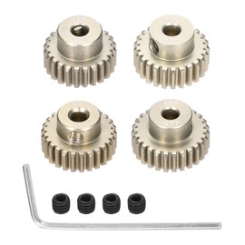 Rebower 4Pcs 48P Pinion Gear Set 24T 25T 26T 27T for 3.175 mm Shaft Aluminium Alloy Pinion Gear with Screws and Hexagonal Wrench for RC Motor