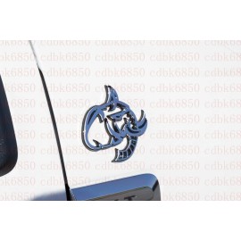 AUTO4RACING 2x Elephant Hellephant Badge Emblem Chrome Black for RAM F150 Charger TRX