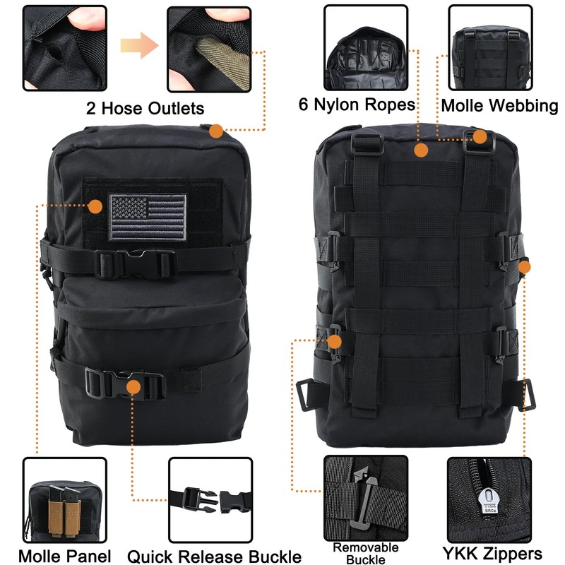 Tactical Mini Molle Hydration Pack,Molle Hydration Carrier with US Flag