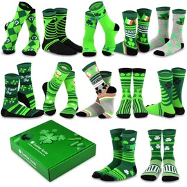 TeeHee Special Holiday 12-Pair Socks with Gift Box for Women and Men (10-13, Patrick-B)