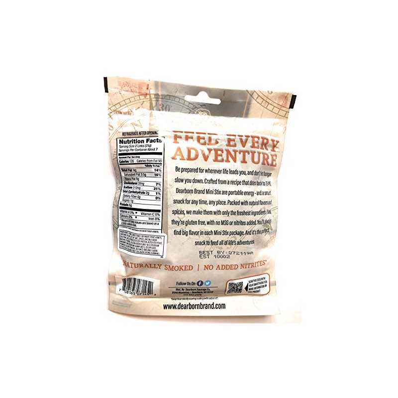 Dearborn Brand Smoked Pork Sausage Mini Stix Snack Sticks, 6