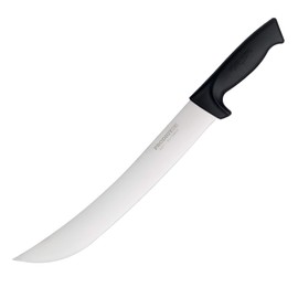 Ergo Chef Prodigy Series 12-Inch Cimeter Breaking Knife - High Carbon Stainless Steel Butcher Knife with Curved Blade, Ergonomic Non-Slip Handle, Black