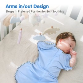 Baby Swaddle Sleep Sack 0-3 Months Arms up Swaddle, 2-Way Zipper 100% Cotton Arms in/Out, 0.8 Tog Newborn Sleep Sack Baby Swaddle for Boy Girl, 2-Pack Transition Swaddle Sack (Small)