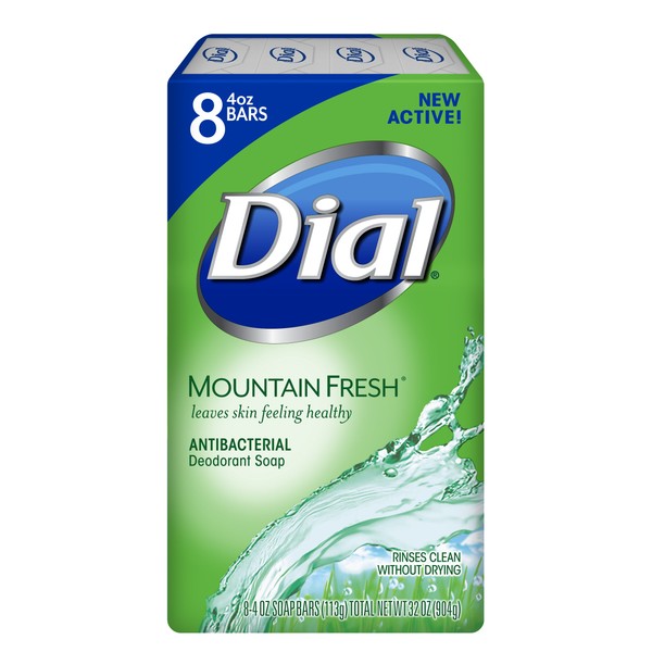 Dial Antibacterial Bar Soap, Refresh & Renew, Mountain Fresh, 4