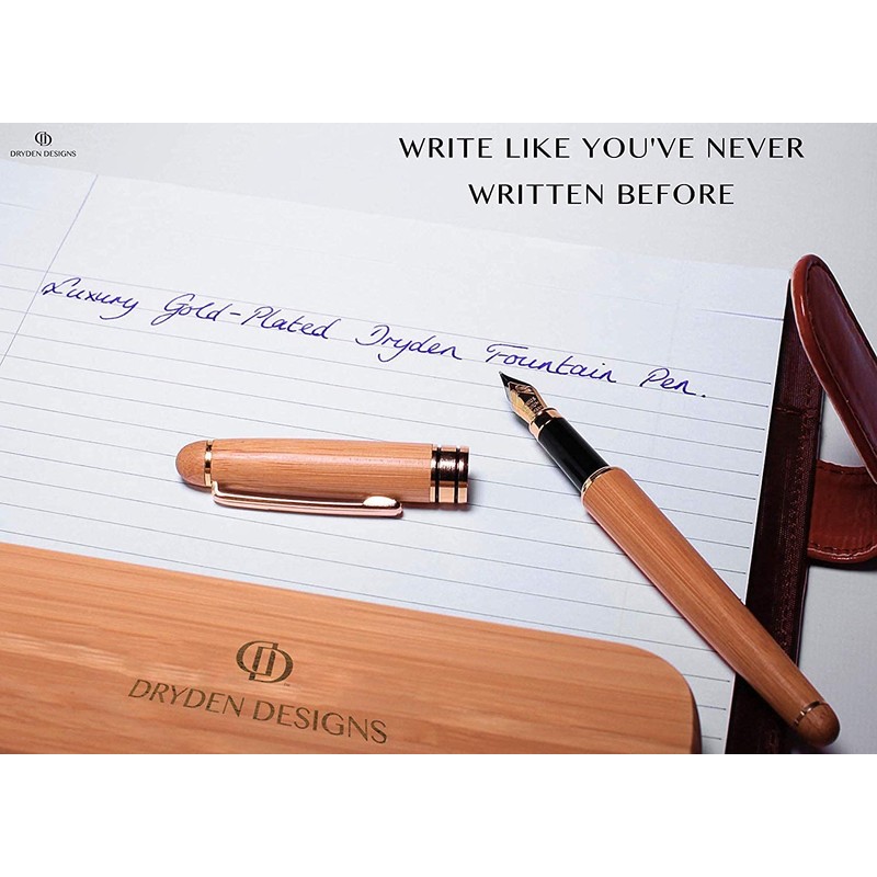 Dryden Designs Luxury Bamboo Fountain Pen with Ink Refill Converter