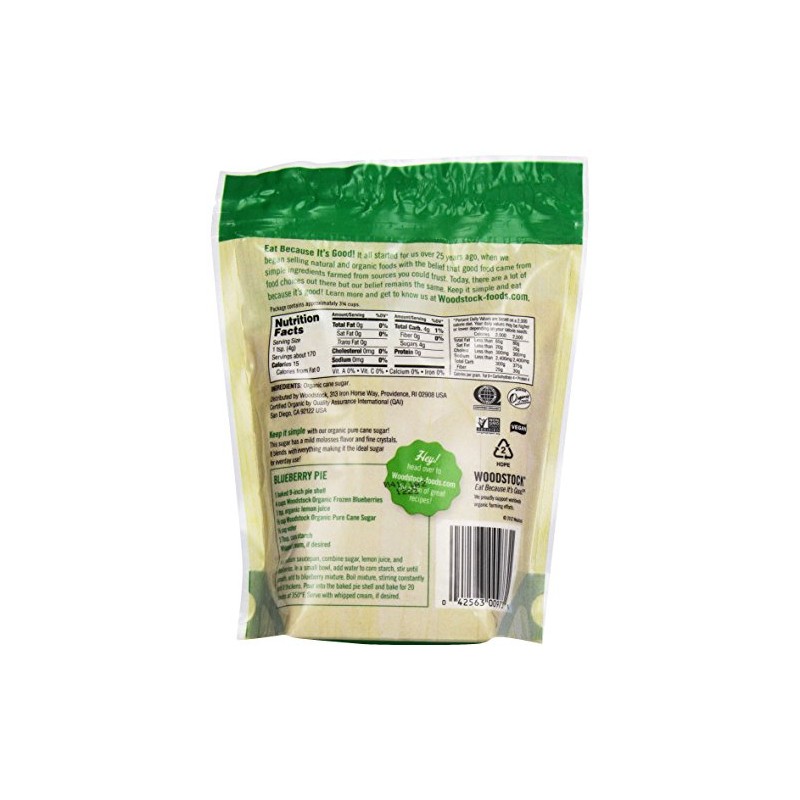 Woodstock, Evap Sugar Pure Cane, Granulated, At least 95% Organic,