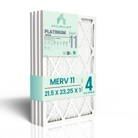 Accumulair Platinum 21.5x23.25x1 MERV 11 HVAC AC Furnace Air Filter (4-Pack) | Replacement Air Filter for Home, Residential and Commercial Use | Made in USA | Actual Size 21.5x23.25x1