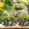 YI 2 Pack Rustic Half Barrel Planters, 16.34x11.81x7.28 Inches Plastic