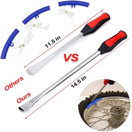 14.5"Tire Spoons Motorcycle Dirt Bike Tire Changing Tools Iron Set ,Tire Spoon Levers Tire Changer Kit for ATV Lawn Mower with Tire Spoons, Rim Protector, Valve Tool, Valve Caps and Valve Cores