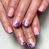 Short Press on Nails Floral French Tip Fake Nails Spring