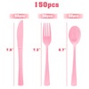 150 Pack Light Pink Plastic Silverware, Pink Plastic Utensils Heavy