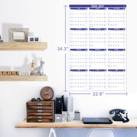 2026-2027 Yearly Wall Calendar - Calendar 2026-2027, Jul 2026 - Jun 2027, Large Wall Calendar 26-27, 12 Month Calendar, Bonus Pocket, 34.3" x 22.8"（Open）, X-Large, Vertical - Purple