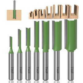 TXHF 7 Pieces 6 mm Shank Straight Milling Cutter Set Wood Cutter Router Bit Router Bit Groove Cutter Wood Cutter Milling Cutter - 3 mm, 4 mm, 5 mm, 6 mm, 8 mm, 10 mm, 12 mm