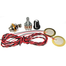 27mm Piezo Pickup Kit for Cigar Box Guitars & Acoustic Instruments - DIY Do it Yourself - Components include: 1/4" Mono Jack, Piezo Disc, 500K Volume Pot & Knob, Leads