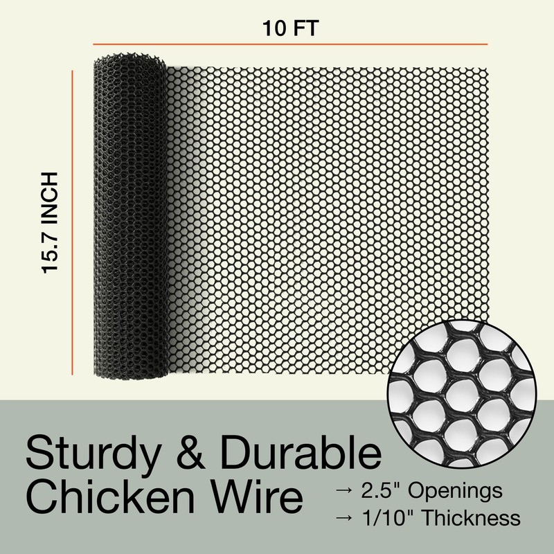 MAPORCH Plastic Wire Mesh Fence 15.7IN x 10FT Roll, 2-Pack