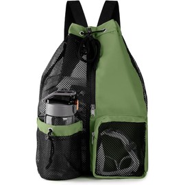 Slzhds Bolsas de Malla para Natación, Bolsa Natacion Mujer y Hombre con Cordón, Bolsillo Húmedo y Cremallera Impermeable, para Almacenamiento la Playa, Natación Gimnasio Equipamiento de Natación