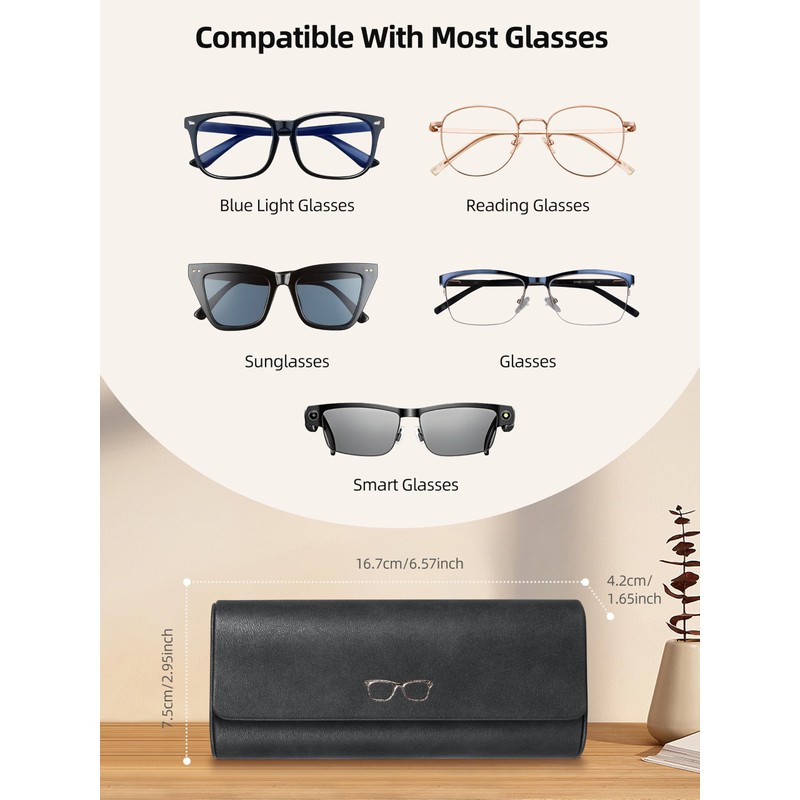 ExtreLife Smart Glasses Case, Works with Apple Find My, Rechargeable