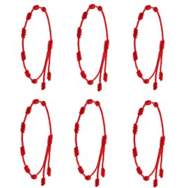 BEANPRECOY 6 Pieces Red String Bracelets Red Cord Bracelet Adjustable Knot String Bracelet Amulet for Protection 7 Knots Style Red Cord Evil Eye & Good Luck for Friendship for Mothers Day Fathers Day
