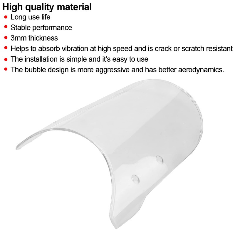 Yctze Motorcycle Windscreen, Motorcycle Windscreen Universal Anti-Crack Scratch Resistant Fit