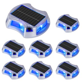Bosceos Solar Driveway Lights Outdoor 8-Pack, Solar Deck Lights RGB Color Modes Dock Light Waterproof Driveway Markers Step Light for Sidewalk Stair Garden Pathway Walkway Yard