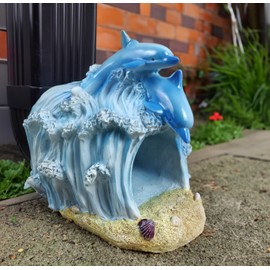 coolboy Gutter Downspout Extension Dolphin Statues Garden Decoration,Resin Statue Outdoor Decor,Animal Downspout Diverter,Gutter Extension Decorative,3"×4" Downspout Extender Diverter Splash Block