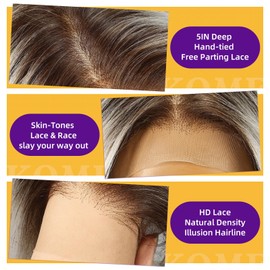 KOME Ombre Platinum Blonde Synthetic Lace Front Wig,Side Part Short Straight Glueless Bob Wig for White Women Daily Use 10IN (#TT6/1001GS)