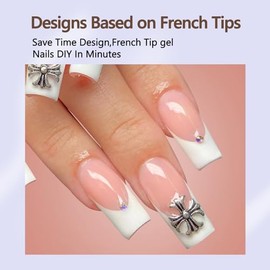Misssix Puntas de Uñas de Gel Francés, 240 Piezas, Punta Francesa, Prensa En Uñas Largas, Cuadradas, Rosa, No Es Necesario Limar Puntas Predurables, U