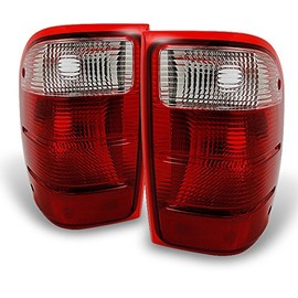 AKKON - For Ford Ranger Pickup Truck Red Clear Lens Rear Tail Light Brake Lamps Replacement Left + Right Pair