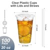 Dealusy 100 Pack - 20 oz Clear Plastic Cups with