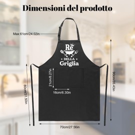 Halinuia BBQ Apron Men's Funny Kitchen Apron with 2 Pockets Waterproof BBQ Apron for Outdoor BBQ and Cooking, black