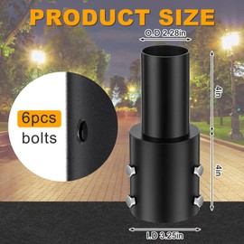 DoubleFill 2 Pcs 3 Inch Light Pole Tenon Adapter 2 3/8 Inch Round Tenon Slip Fitter Adapter Outdoor Vertical Mount Bracket for LED Parking Lot Street Lights Shoebox Lighting