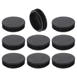 TA-VIGOR 9 Pcs Round Plastic End Caps 58mm(2.28 Inch), Black PE Pipe Plug Inserts for Chair Table Furniture Legs, Glide Floor Protector Tube Caps for Bench Stool Frame, Tubing Pipe End Covers