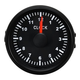52mm Clock Gauge with Red Backlight, 0-12 Hours Hourmeter, for Car, Boat, Yacht, 9-32V