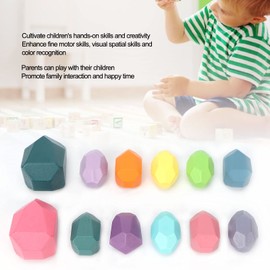 Bloques de Piedra, 12 Piezas de Bloques de Construcción de Equilibrio de Rocas de Colores, Juego de Interacción entre Padres E Hijos, Rompecabezas Educativos, Bloques de Apilamiento, Juguetes Educativ