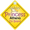 Princess Athena On Board Girl Car Sign Child/Baby Gift/Present 002