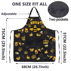 BNQL Queen Bee Apron Gifts for Women Queen Bee Kitchen Cooking Apron With Pockets Queen Bee Gifts Bumble Honey Bee Apron (Queen Bee Apron)