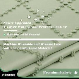 Dynamene 80 Inches Long Shower Curtain, Boho Tufted Geometric Striped Tall Cloth Shower Curtains for Bathroom Decor, Large Hotel Luxury Shower Curtain Set, 12 Hooks, Wrinkle Free, Sage Green, 72x80