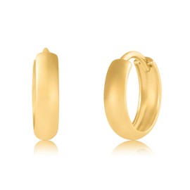 Solid 10k Gold Hoop Earrings for Women | 3mm Wide Yellow Gold Hoop Earrings 10k Real Gold | Hypoallergenic 12mm Diameter Small Gold Hoop Earrings | Bold Real Gold Hoops by MAX + STONE