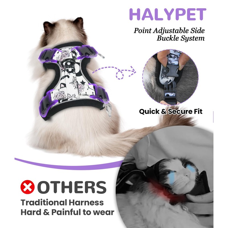 Halypet Cat Harness and Leash Set for Walking, Escape Proof