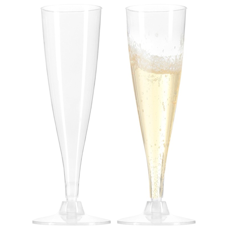 com-four® 16 x Reusable Champagne Glasses - Transparent, Stackable Plastic
