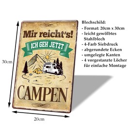 Camping Metal Sign – Tin Sign – Funny Saying for Camping Enthusiasts – Retro Decorative Sign – Signs Decoration Caravan Motorhome Motorhome Outdoor Camping – 20 x 30 cm