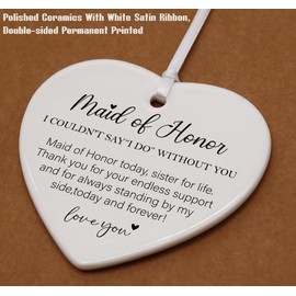 Maid of Honor Proposal Gifts from Bride-Wedding Gifts for Maid of Honor-Bachelorette Party Gifts for Maid of Honor Her Besties Friends Women-Ceramic Heart Shaped Ornament with Gift Box