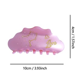 Fantasy Libra Sign Hair Clips,Novelty Acetate Claw Clip,Zodiac Hair Clips for Women,Pink